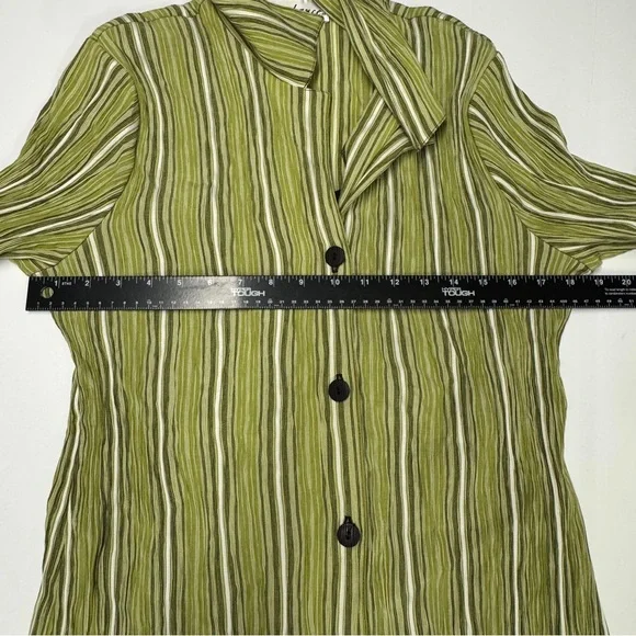 Gloria Lance Green Striped Button-Up Blouse - Picture 10 of 10